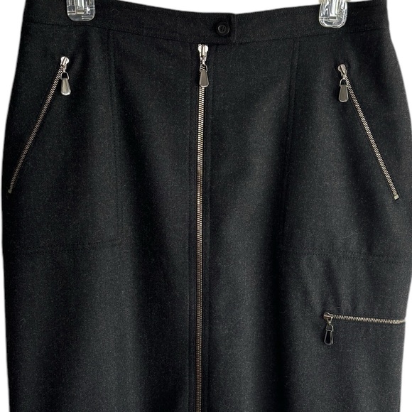 Doncaster Black Zipper Midi Pencil Skirt Wool Fully Lined Sz 10 Luxury Designer - Picture 6 of 13